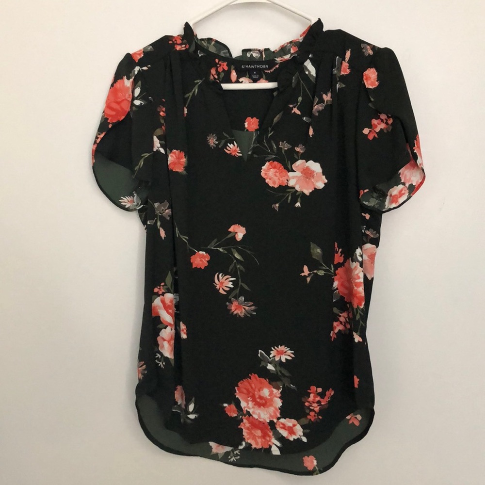 Flutter Sleeve Floral Blouse
